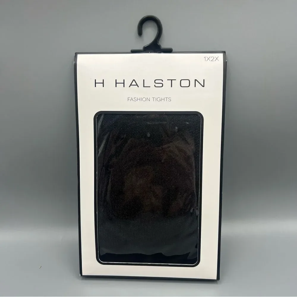 H Halston Black Swiss Dot Tights 1X/2X NWT